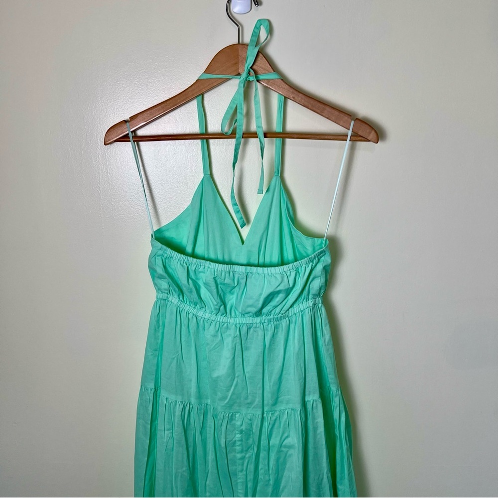 Express Green Halter V Neck Tiered Maxi Dress Mint Green NWT Small Fairy Garden - Picture 4 of 8